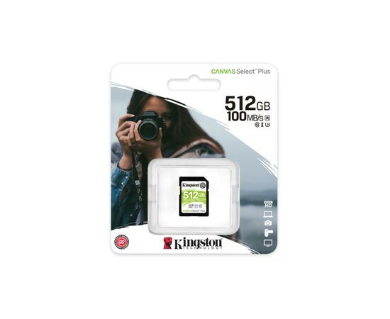 Карта памяти Kingston 512GB SDXC class 10 UHS-I U3 Canvas Select Plus (SDS2/512GB), изображение 3 Карта памяти Kingston 512GB SDXC class 10 UHS-I U3 Canvas Select Plus (SDS2/512GB), изображение 3