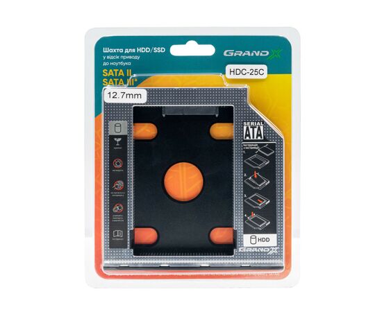 Фрейм-переходник Grand-X HDD 2,5'' SATA2/SATA3 (HDC-25С), изображение 3 Фрейм-переходник Grand-X HDD 2,5'' SATA2/SATA3 (HDC-25С), изображение 3