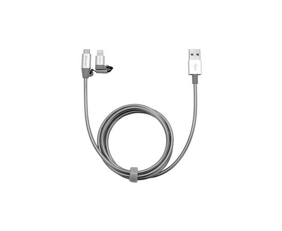 Дата кабель USB 2.0 AM to Lightning + Micro 5P 1.0m silver Verbatim (48869)