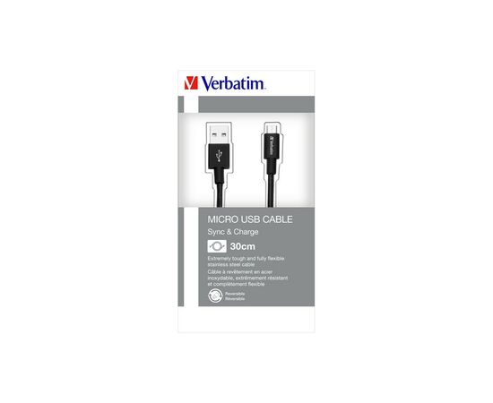 Дата кабель USB 2.0 AM to Micro 5P 0.3m black Verbatim (48866), зображення 3 Дата кабель USB 2.0 AM to Micro 5P 0.3m black Verbatim (48866), зображення 3