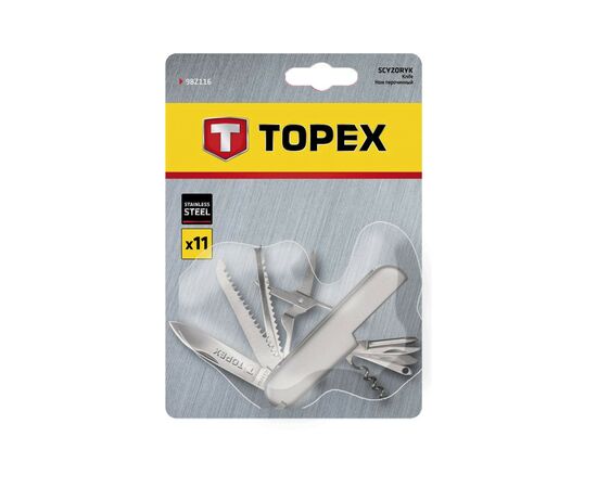 Мультитул Topex перочинний, 11 функцiй, нержавiюча сталь (98Z116), изображение 2 Мультитул Topex перочинний, 11 функцiй, нержавiюча сталь (98Z116), изображение 2