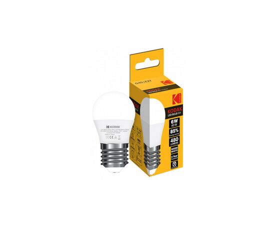 Лампочка Kodak G45 E27 6W 3000K (30415812/B), изображение 2 Лампочка Kodak G45 E27 6W 3000K (30415812/B), изображение 2