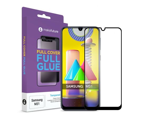 Стекло защитное MakeFuture Samsung M31 Full Cover Full Glue (MGF-SM31)