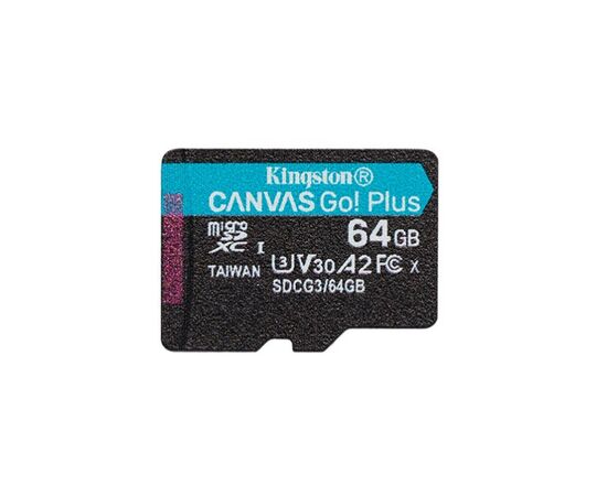 Карта пам'яті Kingston 64GB microSD class 10 UHS-I U3 A2 Canvas Go Plus (SDCG3/64GBSP)
