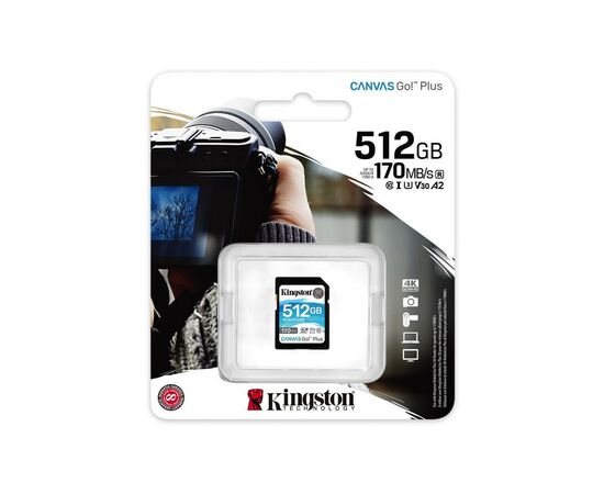 Карта памяти Kingston 512GB SDXC class 10 UHS-I U3 Canvas Go Plus (SDG3/512GB), изображение 3 Карта памяти Kingston 512GB SDXC class 10 UHS-I U3 Canvas Go Plus (SDG3/512GB), изображение 3