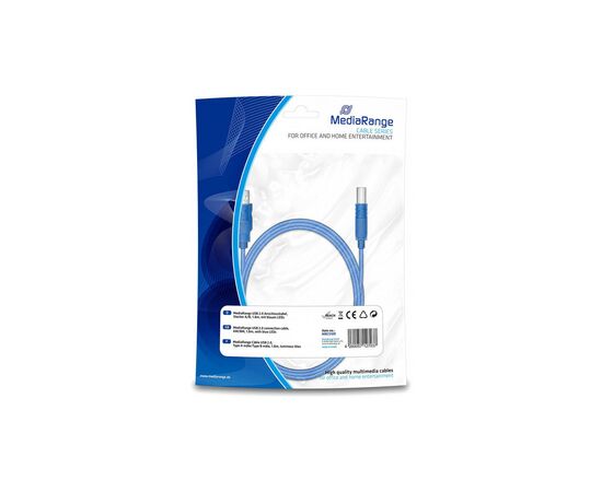 Кабель для принтера USB 2.0 AM/BM 1.8m LED Mediarange (MRCS109)