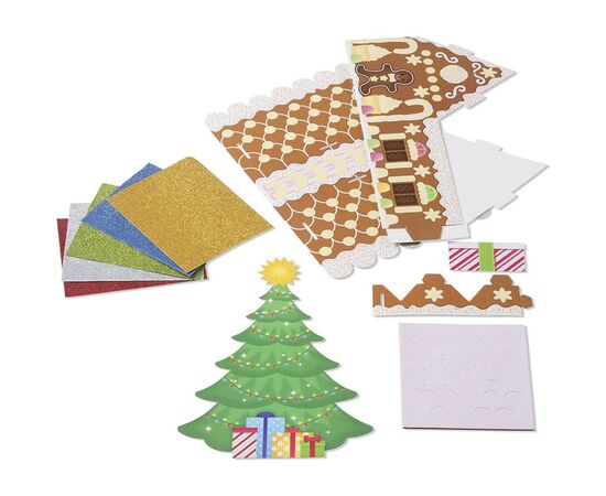 Набор для творчества Melissa&Doug Объемные блестящие наклейки Рождественская елка и пряничный (MD8404), изображение 2