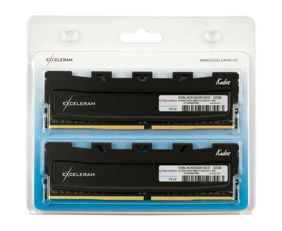 Модуль пам'яті для комп'ютера DDR4 32GB (2x16GB) 3600 MHz Black Kudos eXceleram (EKBLACK4323618CD), зображення 2 Модуль пам'яті для комп'ютера DDR4 32GB (2x16GB) 3600 MHz Black Kudos eXceleram (EKBLACK4323618CD), зображення 2