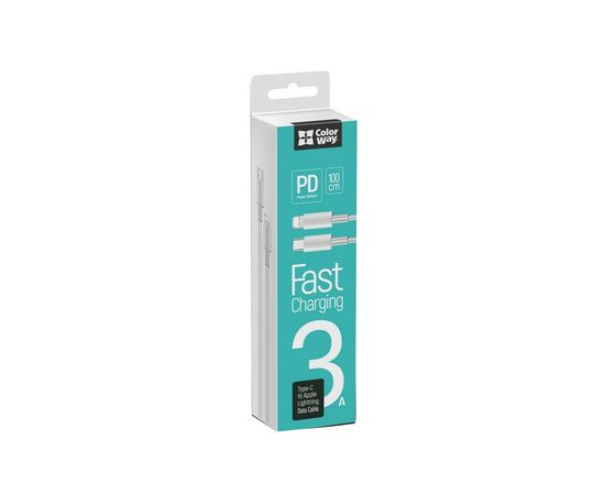 Дата кабель USB-C to Lightning 1.0m 3A white ColorWay (CW-CBPDCL032-WH), изображение 5 Дата кабель USB-C to Lightning 1.0m 3A white ColorWay (CW-CBPDCL032-WH), изображение 5