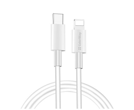 Дата кабель USB Type-C to Lightning 1.0m 3A white ColorWay (CW-CBPDCL032-WH)