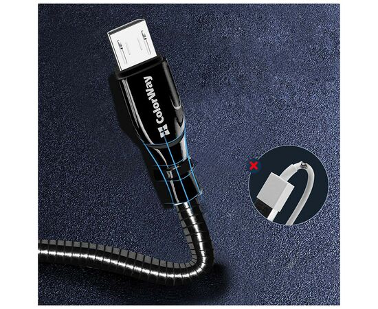 Дата кабель USB 2.0 AM to Micro 5P 1.0m metal spring black ColorWay (CW-CBUM014-BK), изображение 4 Дата кабель USB 2.0 AM to Micro 5P 1.0m metal spring black ColorWay (CW-CBUM014-BK), изображение 4