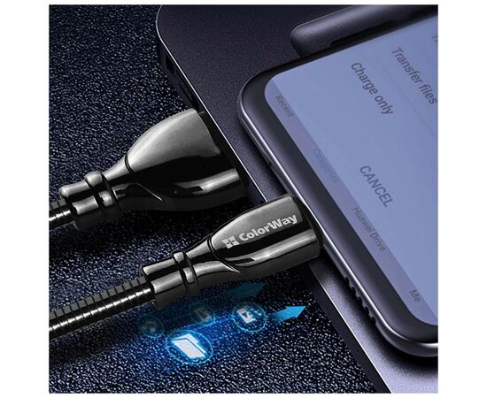 Дата кабель USB 2.0 AM to Micro 5P 1.0m metal spring black ColorWay (CW-CBUM014-BK), изображение 5 Дата кабель USB 2.0 AM to Micro 5P 1.0m metal spring black ColorWay (CW-CBUM014-BK), изображение 5