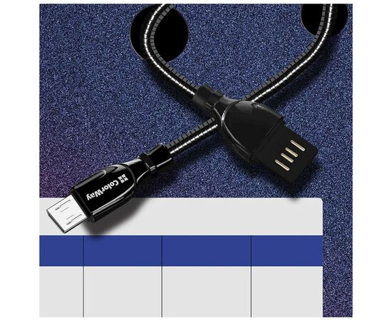 Дата кабель USB 2.0 AM to Micro 5P 1.0m metal spring black ColorWay (CW-CBUM014-BK), изображение 6 Дата кабель USB 2.0 AM to Micro 5P 1.0m metal spring black ColorWay (CW-CBUM014-BK), изображение 6