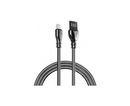 Дата кабель USB 2.0 AM to Micro 5P 1.0m metal spring black ColorWay (CW-CBUM014-BK)