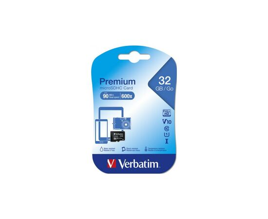 Карта пам'яті Verbatim 32GB microSDHC Class 10 (44083), зображення 2 Карта пам'яті Verbatim 32GB microSDHC Class 10 (44083), зображення 2