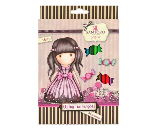 Олівці кольорові Yes Santoro Candy 18 шт. 36 кольорів (290566)