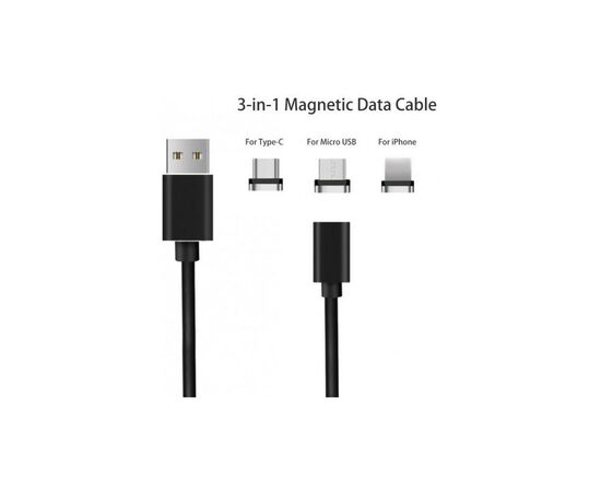 Дата кабель USB 2.0 AM to Lightning + Micro 5P + Type-C 1.0m Magneto lea XoKo (SC-360MGNT-BK)
