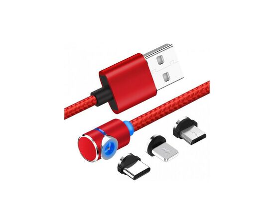 Дата кабель USB 2.0 AM to Lightning + Micro 5P + Type-C 1.0m Magneto gam XoKo (SC-370MGNT-RD)