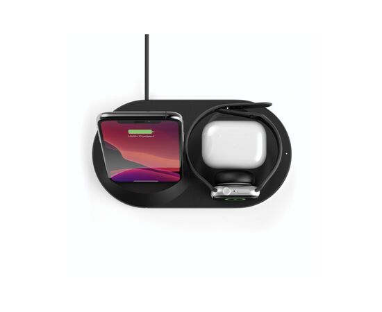 Зарядное устройство Belkin 3-in-1 Wireless Pad/Stand/Apple Watch, black (WIZ001VFBK), изображение 4 Зарядное устройство Belkin 3-in-1 Wireless Pad/Stand/Apple Watch, black (WIZ001VFBK), изображение 4