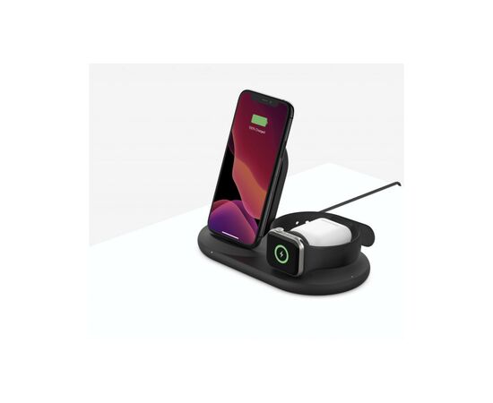 Зарядное устройство Belkin 3-in-1 Wireless Pad/Stand/Apple Watch, black (WIZ001VFBK), изображение 6 Зарядное устройство Belkin 3-in-1 Wireless Pad/Stand/Apple Watch, black (WIZ001VFBK), изображение 6