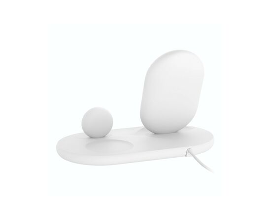 Зарядное устройство Belkin 3-in-1 Wireless Pad/Stand/Apple Watch, white (WIZ001VFWH), изображение 2 Зарядное устройство Belkin 3-in-1 Wireless Pad/Stand/Apple Watch, white (WIZ001VFWH), изображение 2