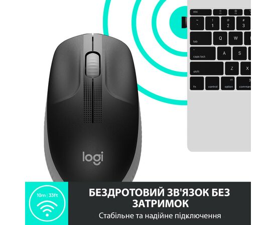Мышка Logitech M190 Mid Grey (910-005906), изображение 3 Мышка Logitech M190 Mid Grey (910-005906), изображение 3