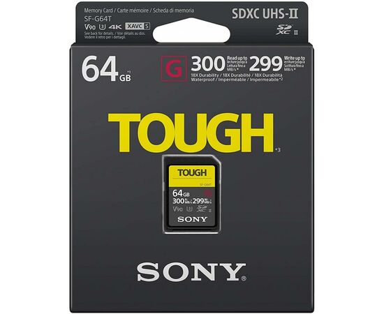 Карта памяти Sony 64GB SDXC class 10 UHS-II U3 V90 Tough (SF64TG), изображение 3 Карта памяти Sony 64GB SDXC class 10 UHS-II U3 V90 Tough (SF64TG), изображение 3