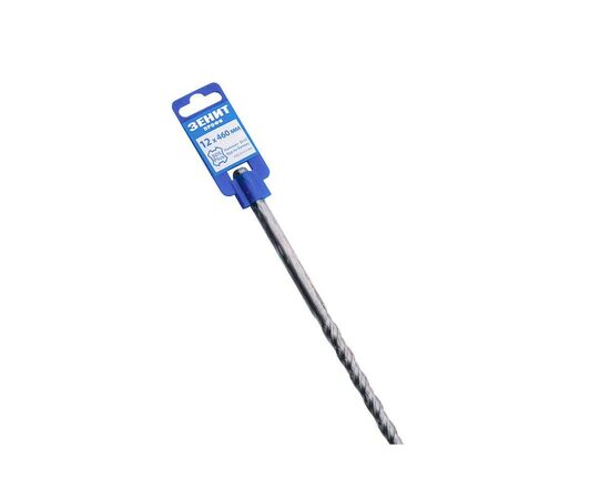 Бур Зеніт "ПРОФІ" SDS-Plus 12х460 мм, спираль 4S (20012460), изображение 3 Бур Зеніт "ПРОФІ" SDS-Plus 12х460 мм, спираль 4S (20012460), изображение 3
