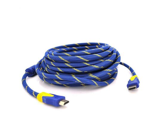 Кабель мультимедійний HDMI to HDMI 10.0m v1.4, OD-8.0mm Blue/Gold Merlion (YT-HDMI(M)/(M)NY/BL-10m)