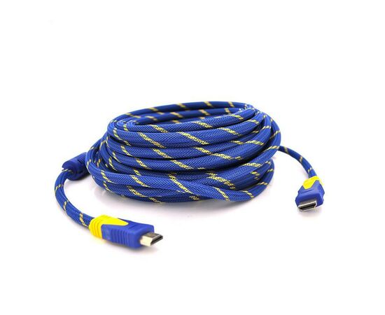 Кабель мультимедійний HDMI to HDMI 15.0m v1.4, OD-8.0mm Blue/Gold Merlion (YT-HDMI(M)/(M)NY/BL-15m)