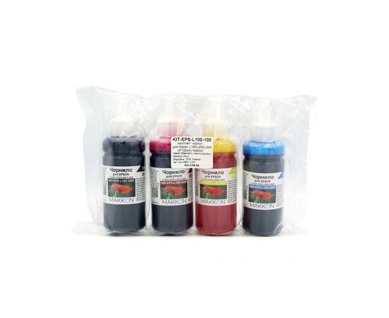 Чернила Makkon для Epson L100/L200/L300, 4*100мл (KIT-EPS-L100-100), изображение 2 Чернила Makkon для Epson L100/L200/L300, 4*100мл (KIT-EPS-L100-100), изображение 2