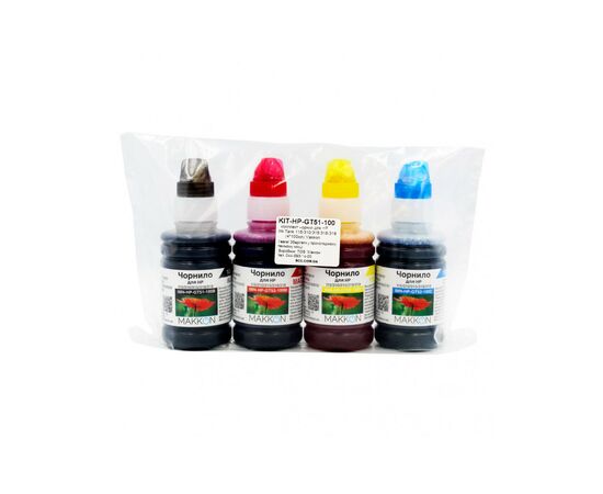 Чернила Makkon для HP Ink Tank 115/310/315/318/319, 4*100мл (KIT-HP-GT51-100), изображение 2 Чернила Makkon для HP Ink Tank 115/310/315/318/319, 4*100мл (KIT-HP-GT51-100), изображение 2