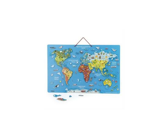 Пазл Viga Toys магнитный Карта мира с маркерной доской, на украинском языке (44508)