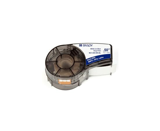 Стрічка для принтера етикеток Brady M21-500-595-BL, vinyl, 12.7mm/6.4m. White on Blue (M21-500-595-BL)