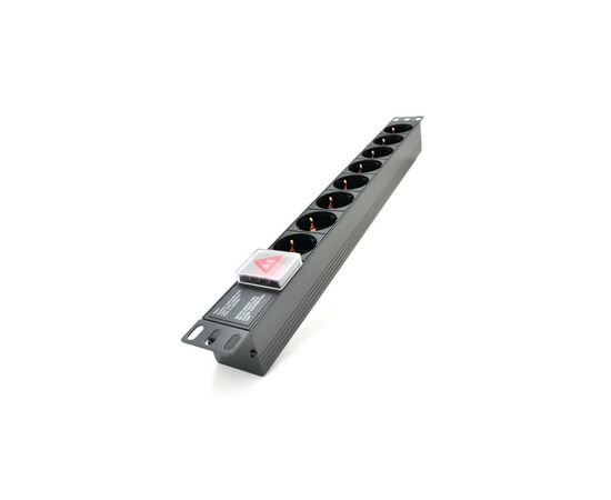 Силовой блок 19" 8 розеток, без кабеля, выключатель, алюм. корпус Pipo (PP8PDUGRC14)