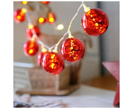 Гирлянда ColorWay Светодиодная Christmas lights ball 6 см 10 LED 1.5 м USB Red (CW-MC-LB10U), изображение 3 Гирлянда ColorWay Светодиодная Christmas lights ball 6 см 10 LED 1.5 м USB Red (CW-MC-LB10U), изображение 3