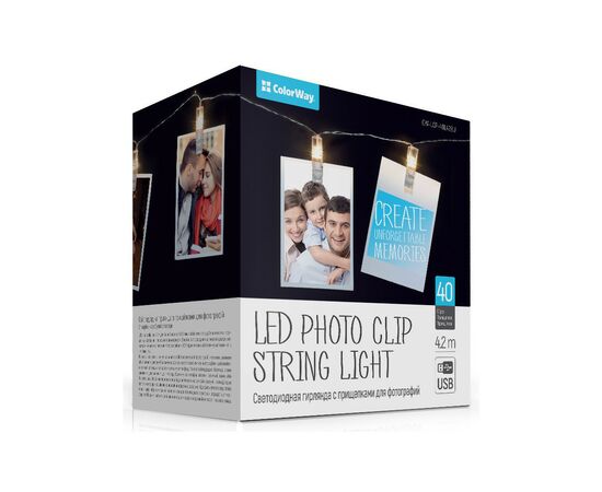 Гірлянда ColorWay Світлодіодна з прищіпками для фото 40 LED / 4.2 м USB (CW-LCP-40L42BU)