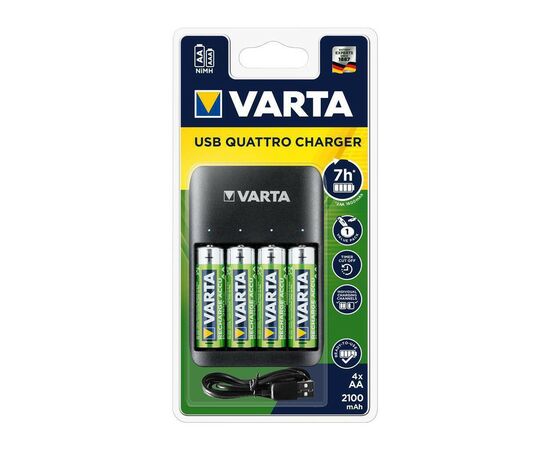 Зарядний пристрій для акумуляторів Varta Value USB Quattro Charger + 4шт. AA 2100 mAh (57652101451)