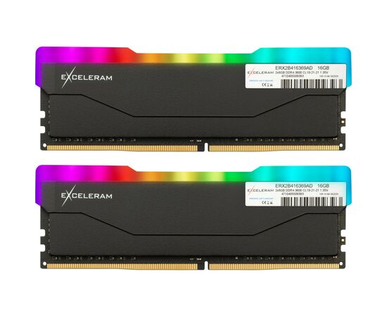 Модуль памяти для компьютера DDR4 16GB (2x8GB) 3600 MHz RGB X2 Series Black eXceleram (ERX2B416369AD)
