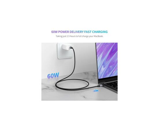 Дата кабель Type-C - Type-C 1.0m US261 3A Alum. Braid Gray\Black Ugreen (50150), изображение 2 Дата кабель Type-C - Type-C 1.0m US261 3A Alum. Braid Gray\Black Ugreen (50150), изображение 2