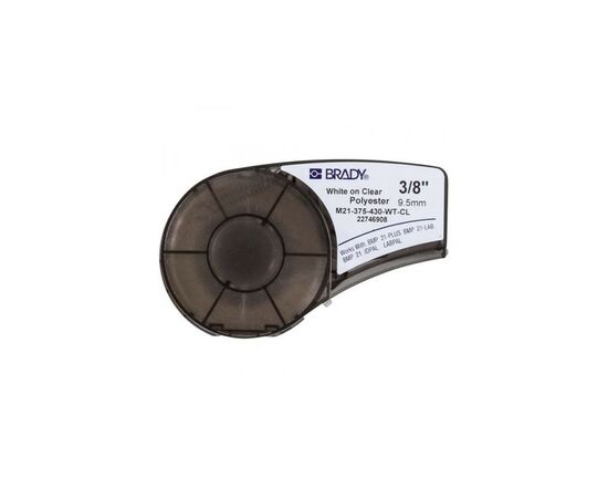 Лента для принтера этикеток Brady полиэстр, 9.53mm/6.4m. Белый на Прозрачном (M21-375-430-WT-CL)