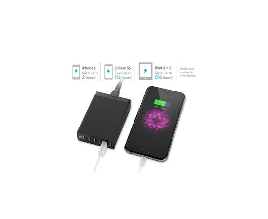 Зарядное устройство Anker PowerPort 6 - 60W 6-port USB Power IQ V3 (Black) (A2123L12), изображение 3 Зарядное устройство Anker PowerPort 6 - 60W 6-port USB Power IQ V3 (Black) (A2123L12), изображение 3