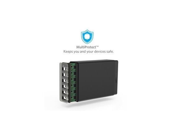 Зарядное устройство Anker PowerPort 6 - 60W 6-port USB Power IQ V3 (Black) (A2123L12), изображение 4 Зарядное устройство Anker PowerPort 6 - 60W 6-port USB Power IQ V3 (Black) (A2123L12), изображение 4
