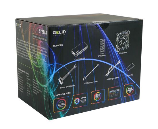 Кулер для корпуса Gelid Solutions AMBER 5 ARGB Combo Bundle ( 5 вентиляторов ) (RF-RGB-MP-01), изображение 6 Кулер для корпуса Gelid Solutions AMBER 5 ARGB Combo Bundle ( 5 вентиляторов ) (RF-RGB-MP-01), изображение 6