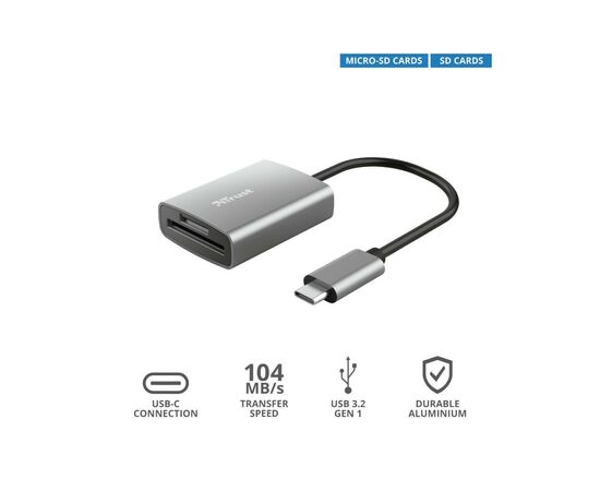 Считыватель флеш-карт Trust Dalyx Fast USB-С Card reader (24136), изображение 10 Считыватель флеш-карт Trust Dalyx Fast USB-С Card reader (24136), изображение 10