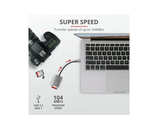 Считыватель флеш-карт Trust Dalyx Fast USB-С Card reader (24136), изображение 8 Считыватель флеш-карт Trust Dalyx Fast USB-С Card reader (24136), изображение 8