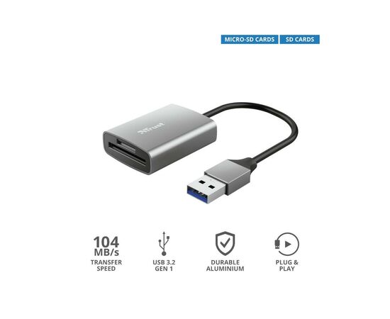 Считыватель флеш-карт Trust Dalyx Fast USB 3.2 Card reader (24135), изображение 10 Считыватель флеш-карт Trust Dalyx Fast USB 3.2 Card reader (24135), изображение 10
