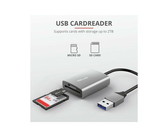Считыватель флеш-карт Trust Dalyx Fast USB 3.2 Card reader (24135), изображение 7 Считыватель флеш-карт Trust Dalyx Fast USB 3.2 Card reader (24135), изображение 7