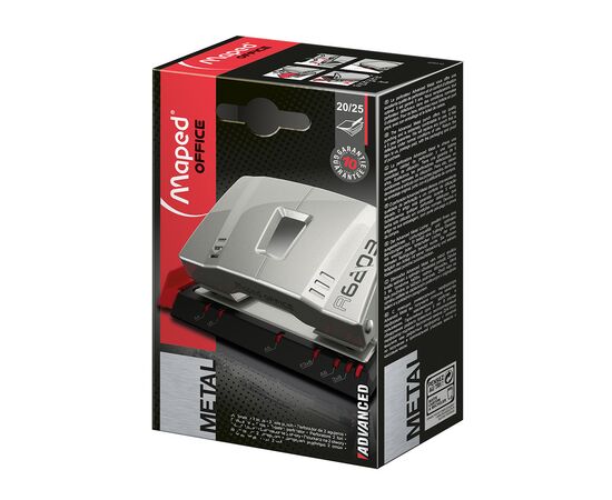Дырокол Maped с линейкой Advanced Metal 25 листов Серебристый (MP.620310), изображение 3 Дырокол Maped с линейкой Advanced Metal 25 листов Серебристый (MP.620310), изображение 3