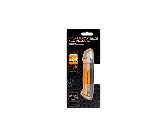 Ніж монтажний Fiskars CarbonMax Snap-Off Knife 18 мм (1027227), зображення 2 Ніж монтажний Fiskars CarbonMax Snap-Off Knife 18 мм (1027227), зображення 2